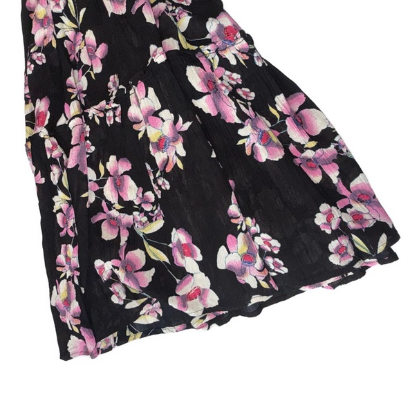 Free People Garden Party Maxi Dress Large Boho Floral Tie Shoulder Ruffle - Picture 5 of 9